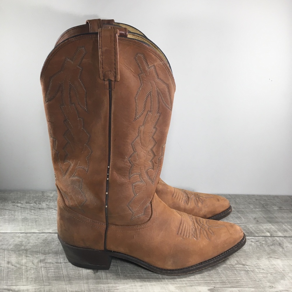 Vintage Dan Post Marlboro Leather Cowboy Men's Western Rancher Riding Boots 12 D